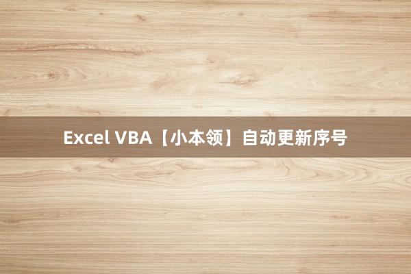 Excel VBA【小本领】自动更新序号